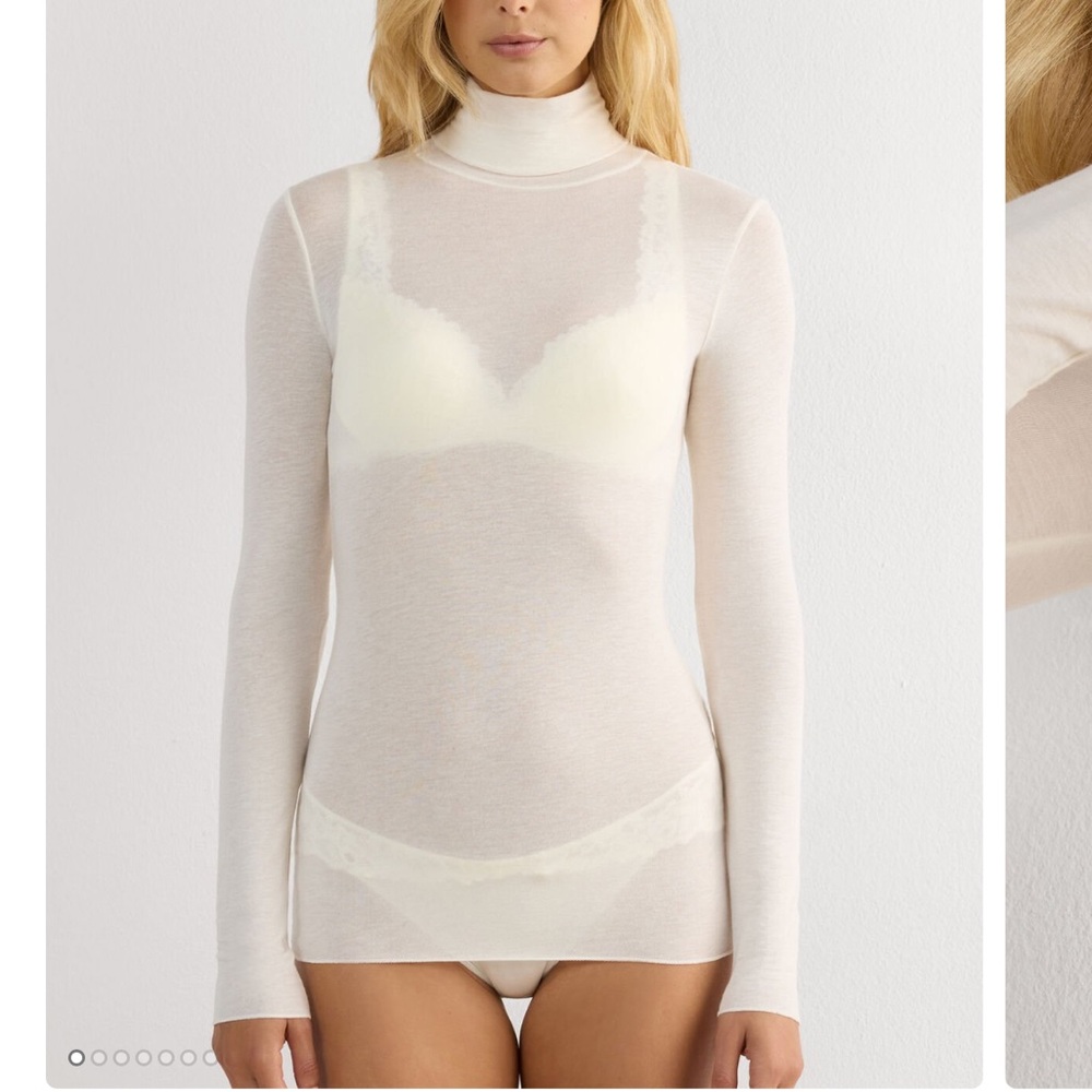 Intimissi Modal Cashmere Ultralight High-Neck Top - Ivory Vanilla